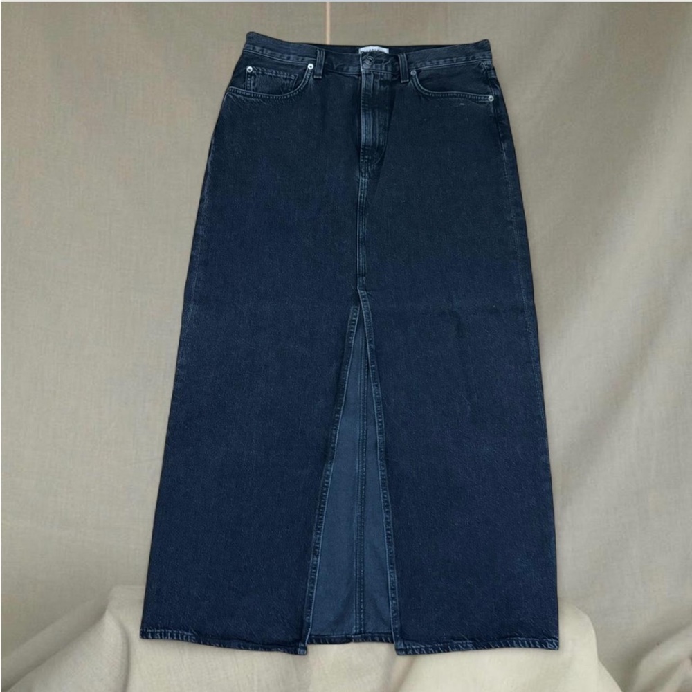 Agolde Black denim maxi skirt with split at front - Picture 2 of 5